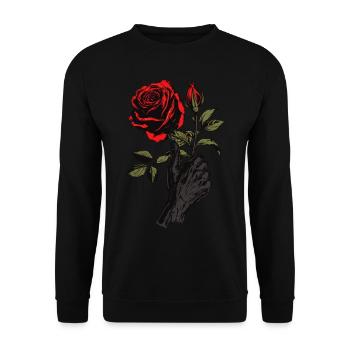 Main tenant Rose graphique Vintage Goth doux Grunge - Sweat-shirt Unisexe - noir - Devant - Alina (178cm) & Michal (187cm)