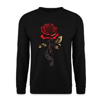 Main tenant Rose graphique doux Grunge Vintage Goth - Sweat-shirt Unisexe - noir - Devant - Alina (178cm) & Michal (187cm)