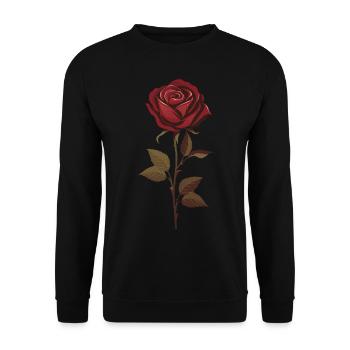 Rote Rose Vintage Grafik Ästhetik Blume Geschenk - Unisex Pullover - Schwarz - Vorne - Alina (178cm) & Michal (187cm)