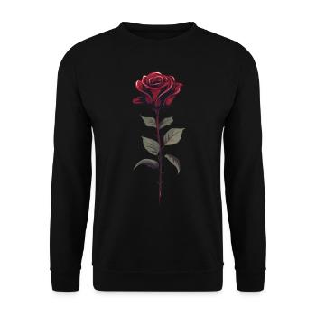 Vintage Grafik Rote Rose Ästhetik Blume Geschenk - Unisex Pullover - Schwarz - Vorne - Alina (178cm) & Michal (187cm)