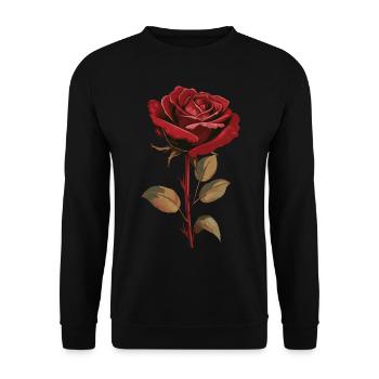 Rote Rose Blume Ästhetik Vintage Grafik Geschenk - Unisex Pullover - Schwarz - Vorne - Alina (178cm) & Michal (187cm)