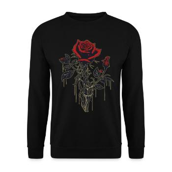 Rote Rose Vintage Grafik Ästhetik Grunge Geschenk - Unisex Pullover - Schwarz - Vorne - Alina (178cm) & Michal (187cm)