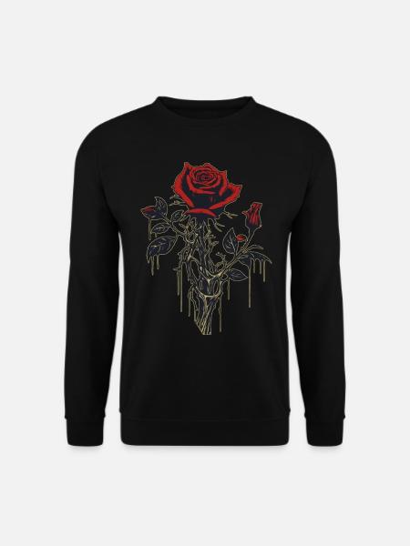 Rote Rose Vintage Grafik Ästhetik Grunge Geschenk - Unisex Pullover - Schwarz