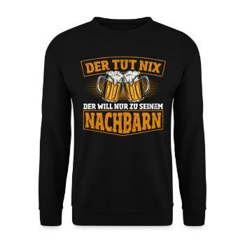 Beste Nachbarn Der Welt Geschenkidee Nachbarin - Unisex Pullover - Schwarz - Vorne - Alina (178cm) & Michal (187cm)