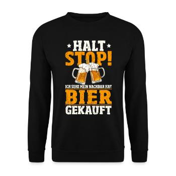 Beste Nachbarn Der Welt Geschenkidee Nachbarin - Unisex Pullover - Schwarz - Vorne - Alina (178cm) & Michal (187cm)