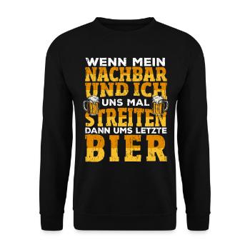 Beste Nachbarn Der Welt Geschenkidee Nachbarin - Unisex Pullover - Schwarz - Vorne - Alina (178cm) & Michal (187cm)