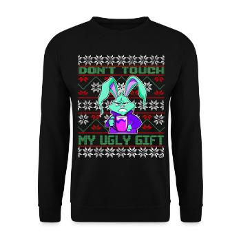Ne touche pas à mon vilain cadeau, Funny Bunny - Sweat-shirt Unisexe - noir - Devant - Alina (178cm) & Michal (187cm)