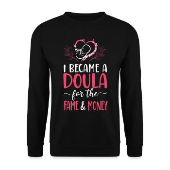 Doula accoucheuse Je suis devenue une - Sweat-shirt Unisexe - noir - Devant - Alina (178cm) & Michal (187cm)