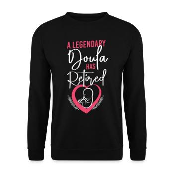 Doula Naissance Travailleur Retraite A - Sweat-shirt Unisexe - noir - Devant - Alina (178cm) & Michal (187cm)