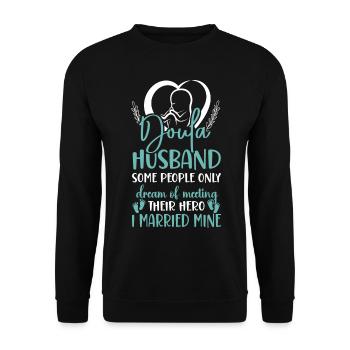 Doula Travailleuse à la naissance Mari Femme - Sweat-shirt Unisexe - noir - Devant - Alina (178cm) & Michal (187cm)