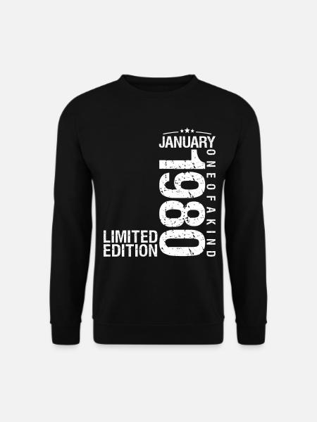 Januar 1980 Januar Jahrestag Januar 1980 - Unisex Pullover - Schwarz