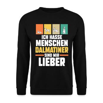Hund Dalmatiner - Unisex Pullover - Schwarz - Vorne - Alina (178cm) & Michal (187cm)