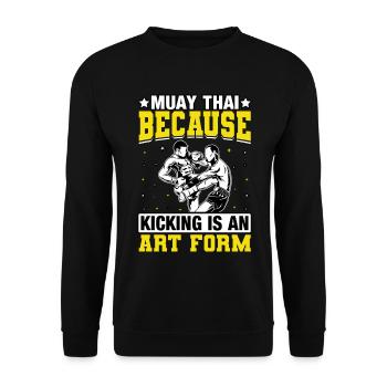 Muay Thai because kicking is an art form - Unisex Sweatshirt - black - Front - Alina (178cm) & Michal (187cm)