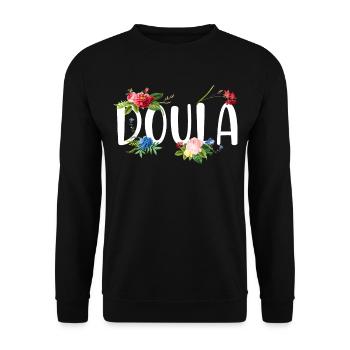 Doula Naissance Travailleur Fleur - Sweat-shirt Unisexe - noir - Devant - Alina (178cm) & Michal (187cm)