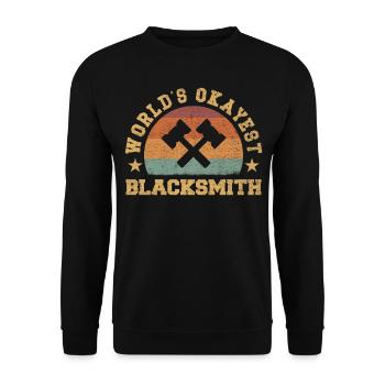 Retro World's Okayest Blacksmith - Unisex Sweatshirt - black - Front - Alina (178cm) & Michal (187cm)