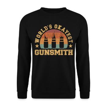 Retro World's Okayest Gunsmith - Unisex Sweatshirt - black - Front - Alina (178cm) & Michal (187cm)
