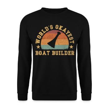 Retro World's Okayest Boat Builder - Unisex Sweatshirt - black - Front - Alina (178cm) & Michal (187cm)