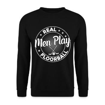 Real Men Play Floorball - Unisex Pullover - Schwarz - Vorne - Alina (178cm) & Michal (187cm)