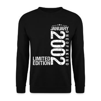 Janvier 2002 Janvier anniversaire January 2002 - Sweat-shirt Unisexe - noir - Devant - Alina (178cm) & Michal (187cm)