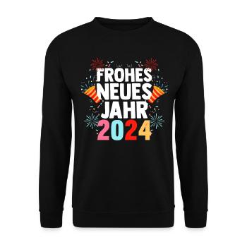 Frohes Neues Jahr Silvester 2024 - Unisex Pullover - Schwarz - Vorne - Alina (178cm) & Michal (187cm)