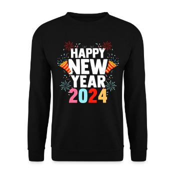Happy New Year New Year's Eve 2024 - Unisex Sweatshirt - black - Front - Alina (178cm) & Michal (187cm)