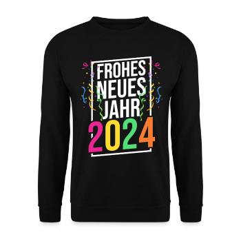 Frohes Neues Jahr Silvester 2024 - Unisex Pullover - Schwarz - Vorne - Alina (178cm) & Michal (187cm)