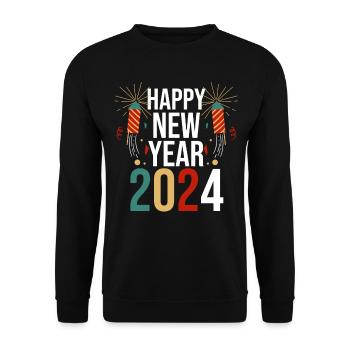 Happy New Year New Year's Eve 2024 - Unisex Sweatshirt - black - Front - Alina (178cm) & Michal (187cm)
