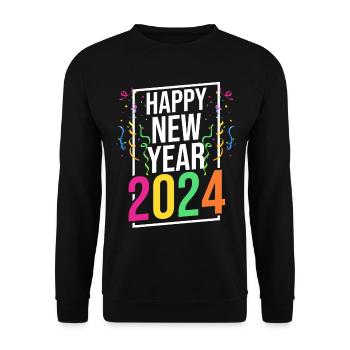 Happy New Year New Year's Eve 2024 - Unisex Sweatshirt - black - Front - Alina (178cm) & Michal (187cm)