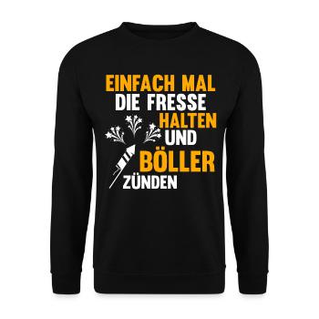Neujahr Feuerwerk Böller Silvester - Unisex Pullover - Schwarz - Vorne - Alina (178cm) & Michal (187cm)