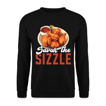 Buffalo Wings Foodie Cuisine Américaine Poulet - Sweat-shirt Unisexe - noir - Devant - Alina (178cm) & Michal (187cm)