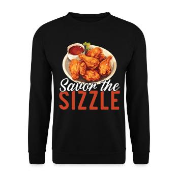 Buffalo Wings Foodie Cuisine Américaine Poulet - Sweat-shirt Unisexe - noir - Devant - Alina (178cm) & Michal (187cm)