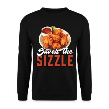 Buffalo Wings Foodie Cuisine Américaine Poulet - Sweat-shirt Unisexe - noir - Devant - Alina (178cm) & Michal (187cm)