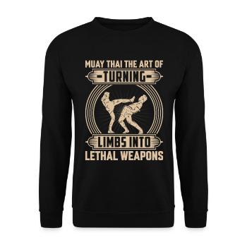 Muay Thai the art of turning limbs into lethal - Unisex Sweatshirt - black - Front - Alina (178cm) & Michal (187cm)