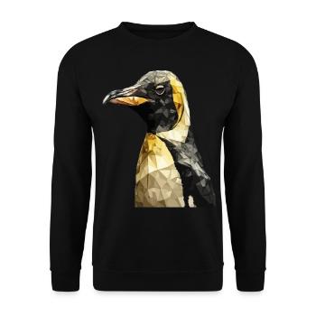 Kaiserpinguin Geometrische Kunst Polygonale Grafik - Unisex Pullover - Schwarz - Vorne - Alina (178cm) & Michal (187cm)