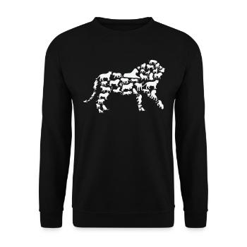 Löwe Wildlife Afrika Löwen Silhouette - Unisex Pullover - Schwarz - Vorne - Alina (178cm) & Michal (187cm)