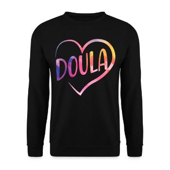 Doula Birth Worker Coeur - Sweat-shirt Unisexe - noir - Devant - Alina (178cm) & Michal (187cm)