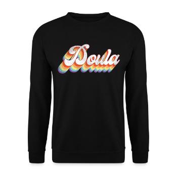 Doula Birth Worker Retro Vintage - Unisex Sweatshirt - black - Front - Alina (178cm) & Michal (187cm)