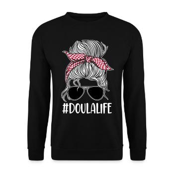Doula Birth Worker Sunglasses - Unisex Pullover - Schwarz - Vorne - Alina (178cm) & Michal (187cm)