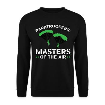 Fallschirmjäger Fallschirmspringen Fallschirmsprin - Unisex Pullover - Schwarz - Vorne - Alina (178cm) & Michal (187cm)