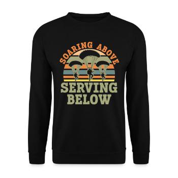 Fallschirmjäger Fallschirmspringen Fallschirmsprin - Unisex Pullover - Schwarz - Vorne - Alina (178cm) & Michal (187cm)