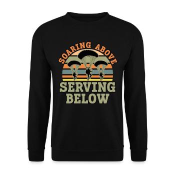 Fallschirmjäger Fallschirmspringen Fallschirmsprin - Unisex Pullover - Schwarz - Vorne - Alina (178cm) & Michal (187cm)