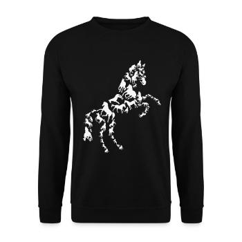 Pferd Reiter Pferdeliebhaber Pferdesilhouette - Unisex Pullover - Schwarz - Vorne - Alina (178cm) & Michal (187cm)