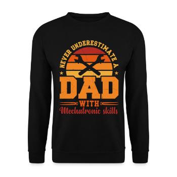 Husband Dad Hero Retro Automotive Mechatronics - Unisex Sweatshirt - black - Front - Alina (178cm) & Michal (187cm)