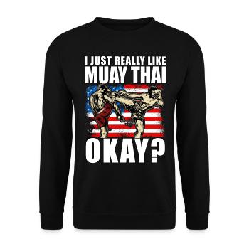 J’aime vraiment le Muay Thai, d’accord ? - Sweat-shirt Unisexe - noir - Devant - Alina (178cm) & Michal (187cm)