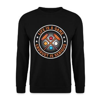 Life Is A Game Croquet Is Serious - Croquet Game - Unisex Pullover - Schwarz - Vorne - Alina (178cm) & Michal (187cm)