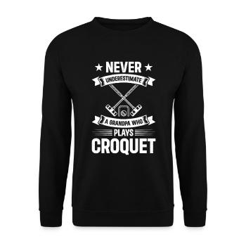 Croquet Player Grandpa Croquet - Unisex Sweatshirt - black - Front - Alina (178cm) & Michal (187cm)