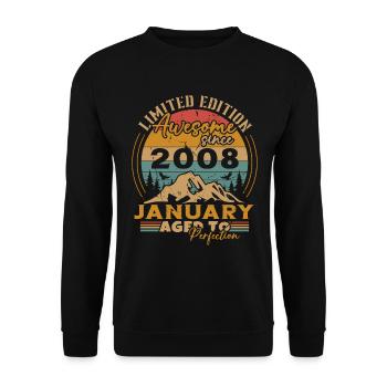 Birthday Gifts Born In January 2008 - Unisex Sweatshirt - black - Front - Alina (178cm) & Michal (187cm)