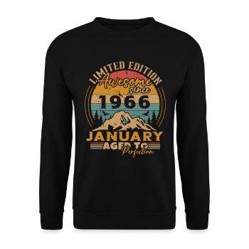 Birthday gift born in January 1966 - Unisex Sweatshirt - black - Front - Alina (178cm) & Michal (187cm)