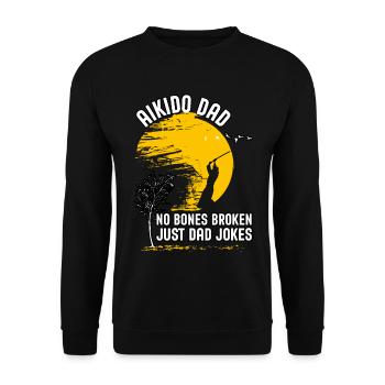 Aikido Papa keine Knochen gebrochen, nur Papa Witze - Unisex Pullover - Schwarz - Vorne - Alina (178cm) & Michal (187cm)