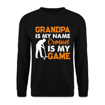 Grand-père c’est mon nom Le croquet c’est mon jeu - grand-père Cr - Sweat-shirt Unisexe - noir - Devant - Alina (178cm) & Michal (187cm)